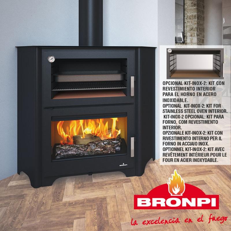 poele a bois avec four bronpi murano r 14 kw 1
